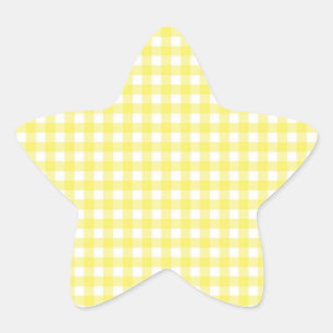 Geel en wit Gingham-ontwerp Ster Sticker