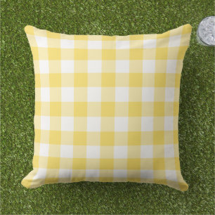Geel en wit Gingham Pset Pattern Buitenkussen