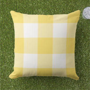 Geel en wit Gingham Pset Pattern Buitenkussen