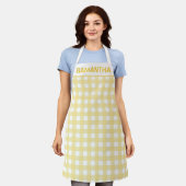 Geel en wit Gingham-spelpatroon Schort (Gedragen)