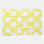 Geel en wit groot pokdot keukenhanddoek (Horizontaal)