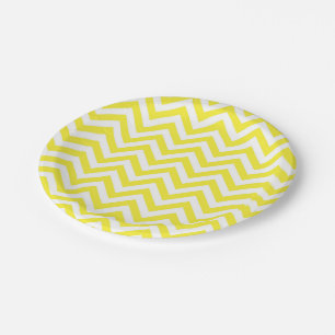 Geel en wit groots Chevron ZigZag Pattern Papieren Bordje