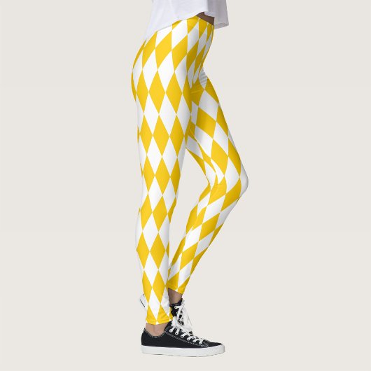 Geel en wit Harlekijn diamanten geruit ontwerp Leggings
