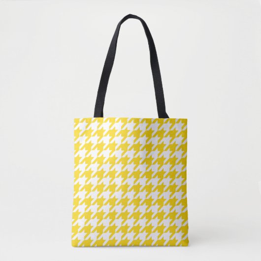 Geel en wit Houndstooth Check Draagtas (Voorkant)