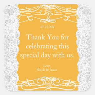 Geel en wit kant Elegant Wedding Favor Stickers