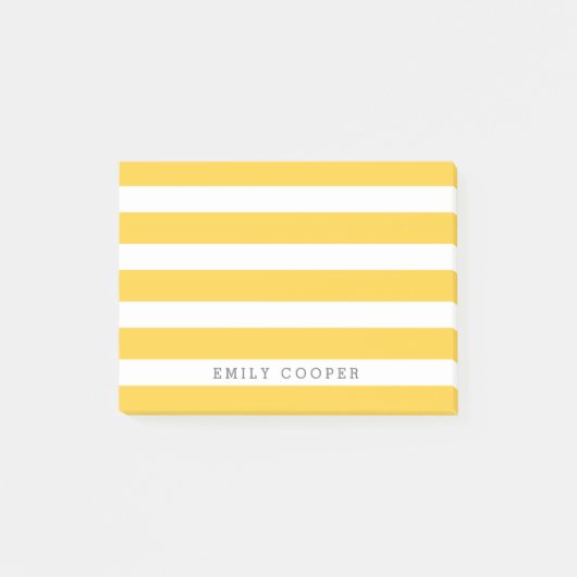 Geel en Wit Klassieke Strepen Monogram Post-it® Notes (Voorkant)