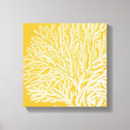 Geel en wit koraal canvas afdruk (Voorkant)