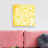 Geel en wit koraal canvas afdruk (Insitu (Woonkamer))
