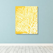 Geel en wit koraal canvas afdruk (Insitu (Houten vloer))