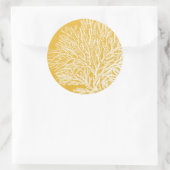 Geel en wit koraal ronde sticker (Tas)