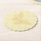 Geel en wit land vlinders bruiloft kartonnen onderzetters (Gekanteld)