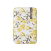 Geel en wit Magnolia Blossom Waterverf Patroon Badmat (Voorkant Verticaal)