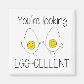 Geel en wit met de hand getrokken eierpuntjes met  magneet (Voorkant)