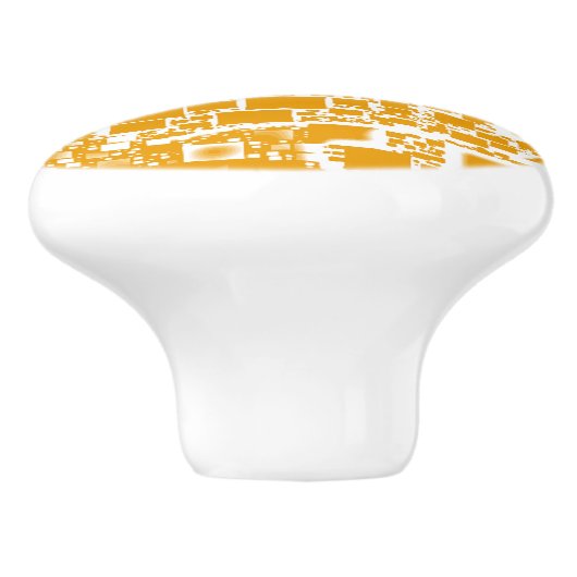 Geel en wit mini-teelontwerp keramische knop (Zijkant)