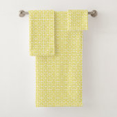 Geel en wit Modern Grieks sleutelpatroon Bad Handdoek (Insitu)