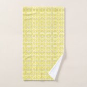 Geel en wit Modern Grieks sleutelpatroon Bad Handdoek (Handdoek)