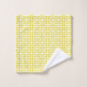 Geel en wit Modern Grieks sleutelpatroon Bad Handdoek (Wasdoekje)