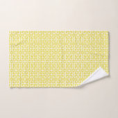 Geel en wit Modern Grieks sleutelpatroon Bad Handdoek (Handdoek)