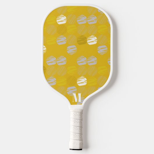 Geel en wit Modern Monogram Pickleball Paddle (Achterkant)