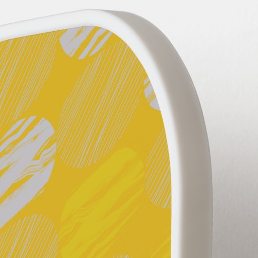 Geel en wit Modern Monogram Pickleball Paddle (Links Detail)