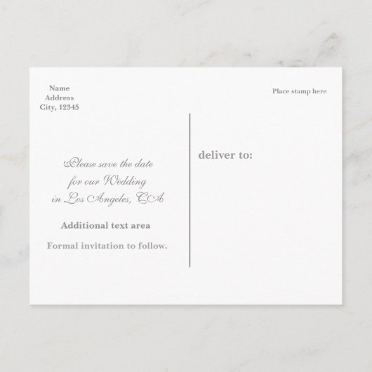 Geel en wit moderne bloemige bruiloftspostkaart aankondigingskaart (Achterkant)