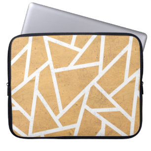 Geel en wit mozaïekpatroon laptop sleeve