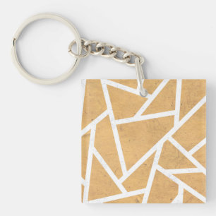 Geel en wit mozaïekpatroon sleutelhanger