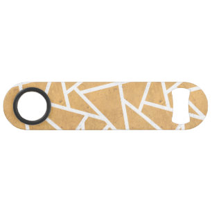 Geel en wit mozaïekpatroon speed flessenopener