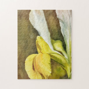 Geel en wit Nederlandse Iris Art Puzzel