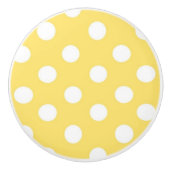 Geel en wit pokadopatroon keramische knop (Voorkant)