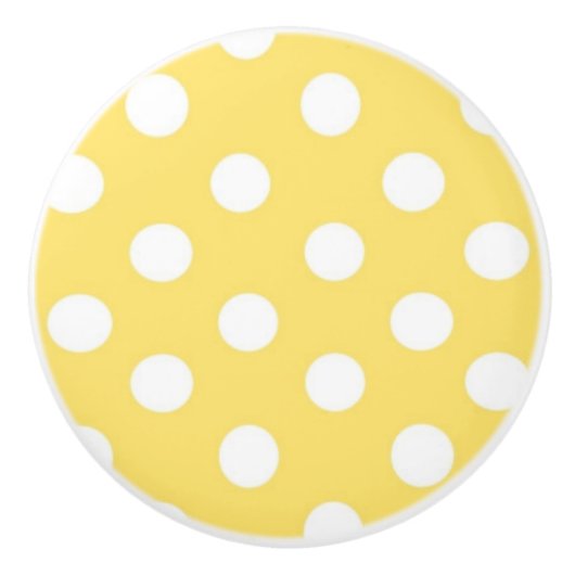 Geel en wit pokadopatroon keramische knop (Voorkant)