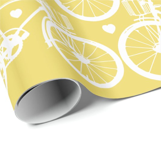 Geel en wit  Retrofiets Cadeaupapier (Rol Hoek)