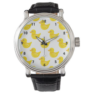 Geel en wit rubber eend, eend horloge