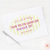 Geel en wit Snoep streep liefde sticker (Envelop)