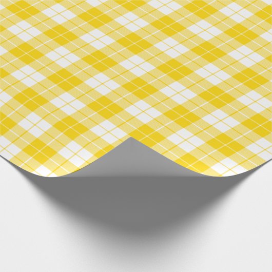 Geel en wit speldenpatroon cadeaupapier (Hoek)