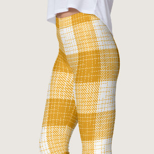 Geel en wit vetgedrukt geruit ontwerp leggings
