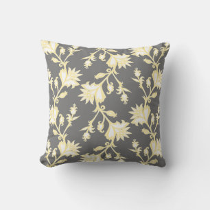  geel en wit Victoriaans Floral Patroon Kussen
