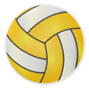 Geel en wit volleybal keramische knop