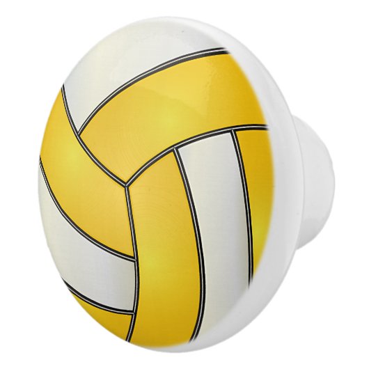 Geel en wit volleybal keramische knop (Rechts)