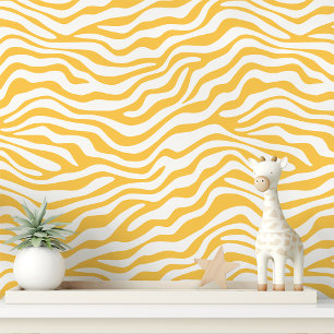 Geel en Wit Zebra Streep Behang