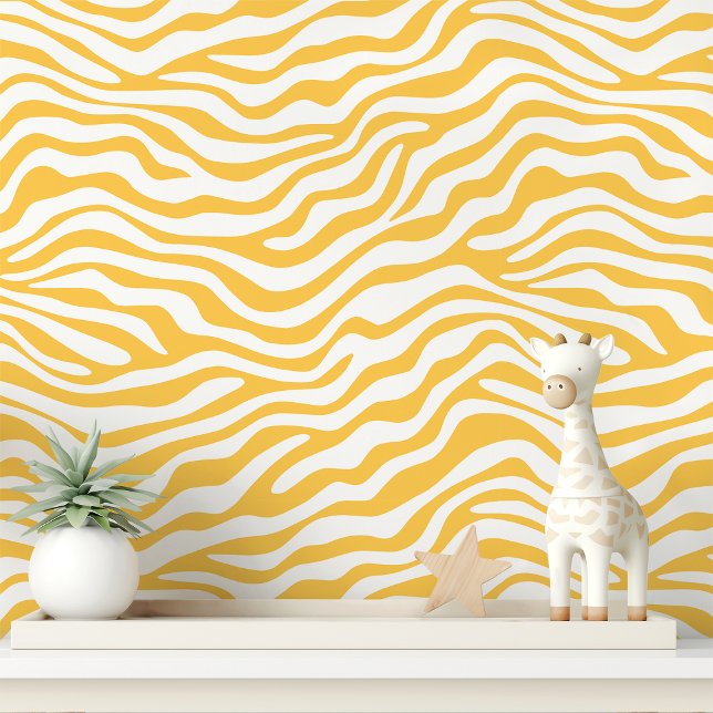 Geel en Wit Zebra Streep Behang (Creator heeft geüpload)