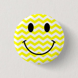 Geel en wit Zigzag Face Button