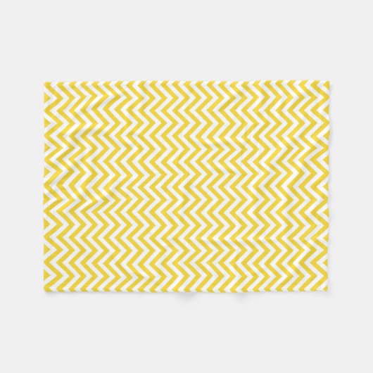 Geel en wit Zigzag Stripes Chevron Pattern Fleece Deken (Voorkant (Horizontaal))
