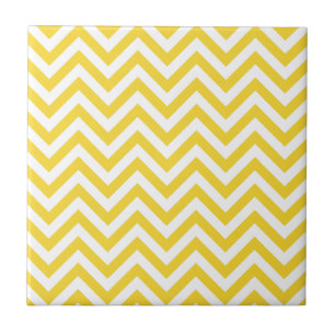 Geel en wit Zigzag Stripes Chevron Pattern Tegeltje