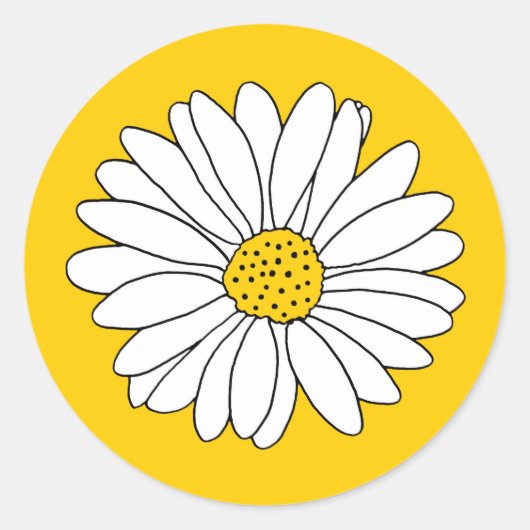Geel en Witte Daisy 2 Ronde Sticker (Voorkant)