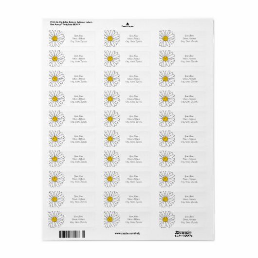 Geel en Witte Daisy Etiket (Full Sheet)