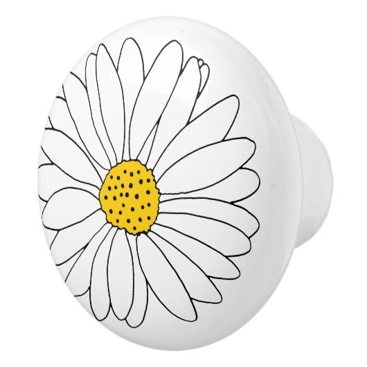 Geel en Witte Daisy Keramische Knop (Rechts)