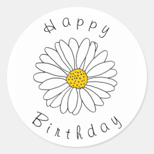 Geel en Witte Daisy Ronde Sticker