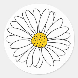 Geel en Witte Daisy Ronde Sticker