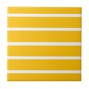 Geel en witte strepen ontwerp tegeltje